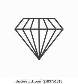 Diamond vector icon isolated in black line