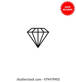 Diamond vector icon isolated on white background.
