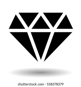 Diamond vector icon isolated over white. Monochrome gem stone illustration.