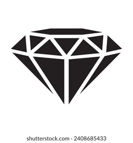 Ein Diamant-Vektorsymbol. Schmuck oder Gem-Stein-Symbol. Einfaches flaches Piktogramm-Grafikelement. Bearbeitbar schwarze EPS10 Vektorgrafik einzeln auf weißem Hintergrund.