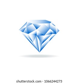 Diamant Vektorsymbol im modernen Flachstil. Spargelblauer Stein einzeln auf weißem Hintergrund