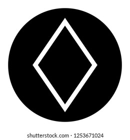 Diamond vector icon on black circle. White background