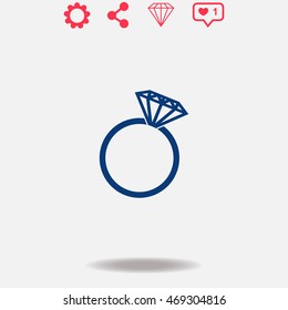 Diamond vector icon on grey background.