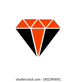 Icono del vector del diamante en blanco. Signo vectorial de material
