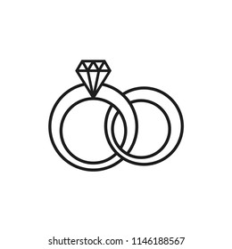 diamond vector icon, diamond ring icon in trendy flat design 