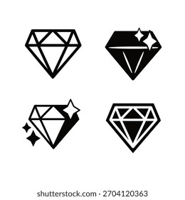 Icono de Vector de diamante.  Conjunto de iconos de silueta de diamante real. Plantilla de Elementos de joyería de colección. 