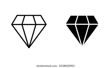 Icono de Vector de diamante en color blanco y negro.