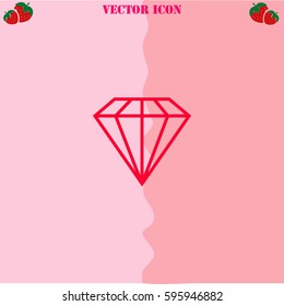 Diamond vector  icon. Strawberry Background.