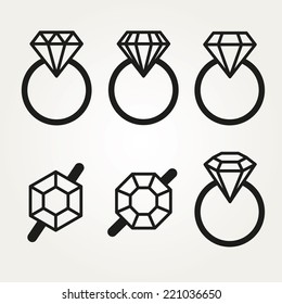 Diamond Vector Icon Symbol Set