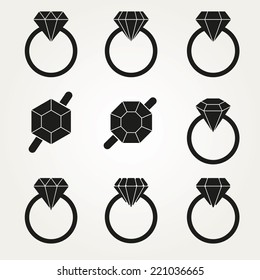Diamond Vector Icon Symbol Set