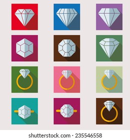 Diamond Vector Icon Symbol Set