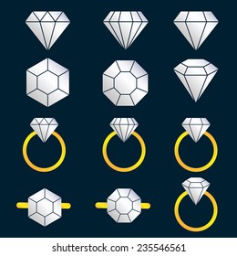 Diamond Vector Icon Symbol Set