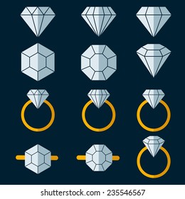 Diamond Vector Icon Symbol Set