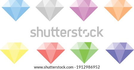 Diamond vector icon in various colors- colorful jewelry crystal flat design illustration for web, app, software use