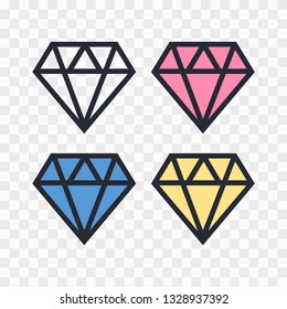 Diamond vector icons set. Brilliant vector icon