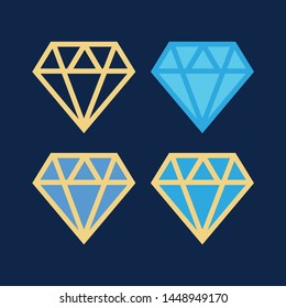 Diamond vector icons set. Brilliant vector icon