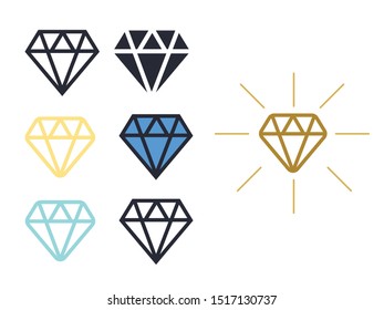 Diamond vector icons set. Brilliant vector icon