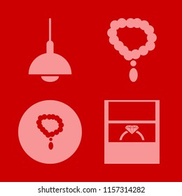 diamond vector icons set. with chandelier, wedding ring and necklace in set