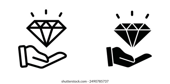 Iconos vectoriales de diamante con la mano. Vector de stock. ilustración. eps 10. 