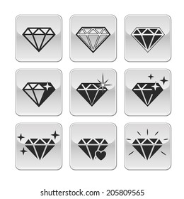 Diamond  vector icons set on white background.