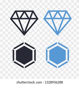 Diamond vector icons set. Diamond outline vector sign 