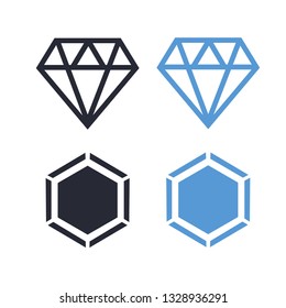 Diamond vector icons set. Diamond outline vector sign 