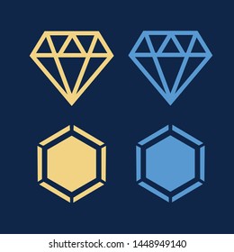 Diamond vector icons set. Diamond outline vector sign
