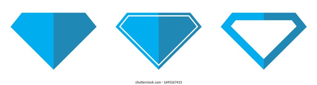 Iconos vectoriales de diamantes. Conjunto de símbolos Diamond sobre fondo blanco. Ilustración vectorial. Diamantes azules iconos