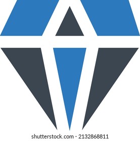 Diamant, Vektorgrafik einzeln auf transparentem Hintergrund. glyph-Vektorsymbole für Konzept- oder Web-Grafiken.