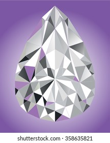 Diamond. Vector illustration of a realistic diamond. Low Poly.