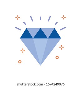 Ilustración del vector de diamantes. Icono de Compras y comercio electrónico Flat. 