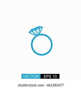 Diamond vector. Isolated blue icon on white background.