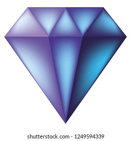Diamond vector. Diamond isolated on white. Blue diamond symbol