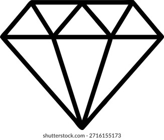 Icono del arte de la línea del Vector del diamante aislado en fondo transparente ideal para el diseño lujoso mínimo del logotipo de la marca y los proyectos gráficos creativos