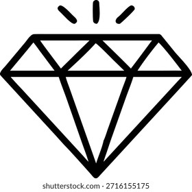 Icono del arte de la línea del Vector del diamante aislado en fondo transparente ideal para el diseño lujoso mínimo del logotipo de la marca y los proyectos gráficos creativos