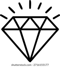 Icono del arte de la línea del Vector del diamante aislado en fondo transparente ideal para el diseño lujoso mínimo del logotipo de la marca y los proyectos gráficos creativos