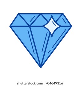 Diamond vector line icon isolated on white background. Diamond line icon for infographic, website or app. Blue icon designed on a grid system.