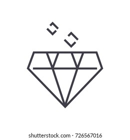 diamond vector line icon, sign, illustration on background, editable strokes