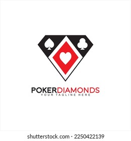 Diamond vector logo design with poker card symbol. Logo can be used for Diamond poker club and jewellery business.