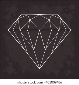 Diamond Vector On A Black Background. Object Isolated Geometric Illustration. Doodle Style. Cloth, Print, Design, Icon, Logo, Poster, Textile, Paper, Card, Invitation, Holiday. Color Magic Art. Eps10.