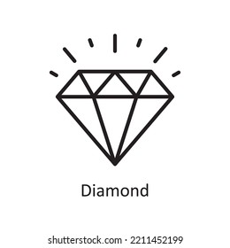 Ilustración de diseño del icono de contorno del vector de diamantes. Símbolo de banca y pago en fondo blanco EPS 10 Archivo
