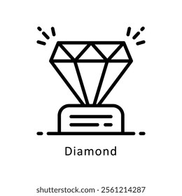 Diamond Vector Outline Icon. Eps 10 File