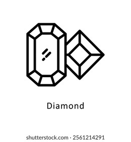 Diamond Vector Outline Icon. Eps 10 File