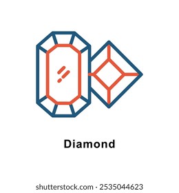 Diamond vector Outline Two Color Design icon. Awards Symbol on White background EPS 10 File