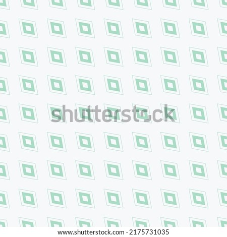 Diamond vector pattern. Stylish geometric seamless ornament with small outline rhombus shapes in diagonal grid. Abstract mint and white color graphic texture. Simple minimal background. Repeat design