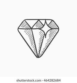 Diamond Vector Sketch Icon Isolated On Background. Hand Drawn Diamond Icon. Diamond Sketch Icon For Infographic, Website Or App.