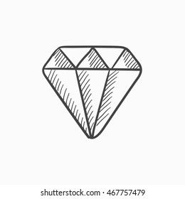 Ícone de esboço do vetor de losango isolado no plano de fundo. Ícone Diamante desenhado à mão. Ícone de esboço de diamante para infográfico, site ou aplicativo.