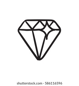 Icono de esbozo de vector de diamantes aislado en el fondo. Icono de Diamante dibujado a mano. Icono de esbozo de diamante para infografía, sitio web o aplicación.