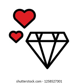 Diamond vector, wedding related fiiled designe ditable outline icon 