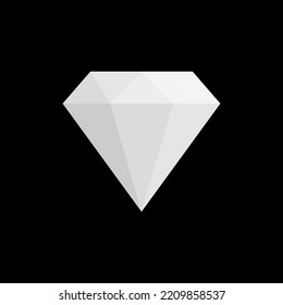 Diamond vector white color isolated on black background. Diamond icon.